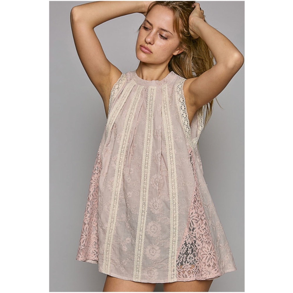 POL Pink Lace Sleeveless Blouse